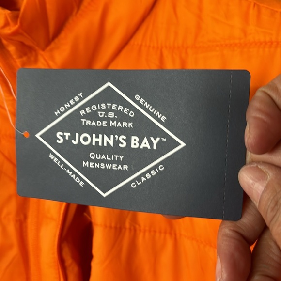 New men Sz XL packable puffer zip up orange casual light travel jacket coat - Picture 7 of 10